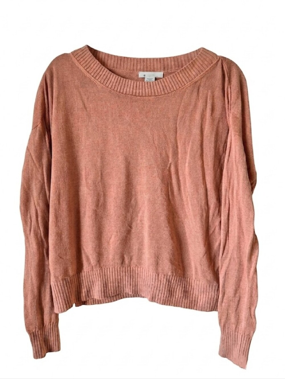 Club Monaco Ribbed Trim Linen Blend Lightweight Knit Sweater Size Large